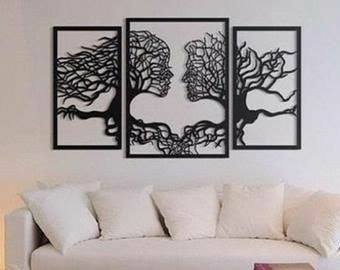 Tablou din 3 elemente cu rama simpla -" Arborii Indragostiti"