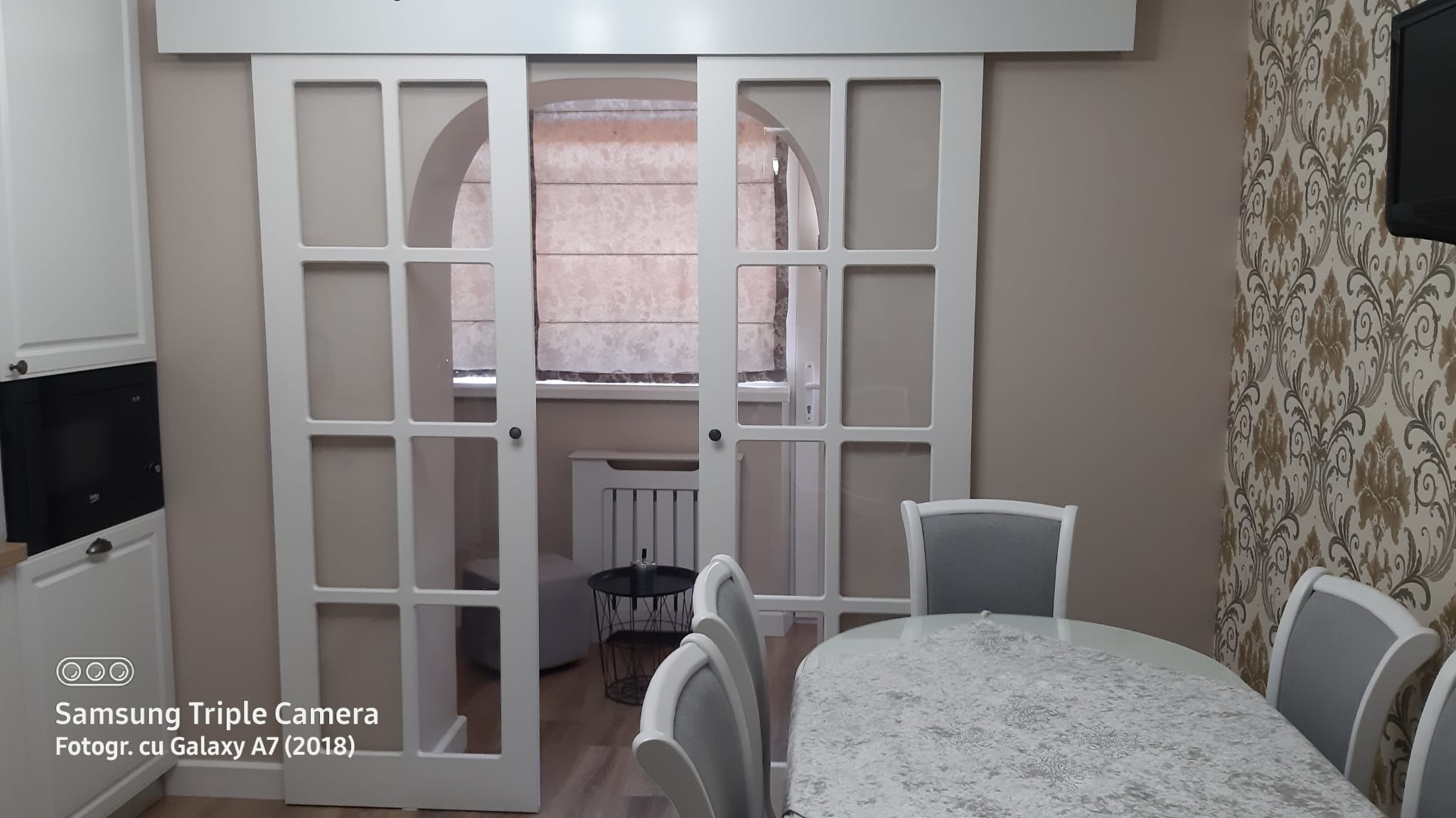 Usa glisanta din MDF vopsit cu masca pentru sistemul de glisare - Model dreptunghiuri